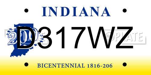 D317WZ Indiana License Plate