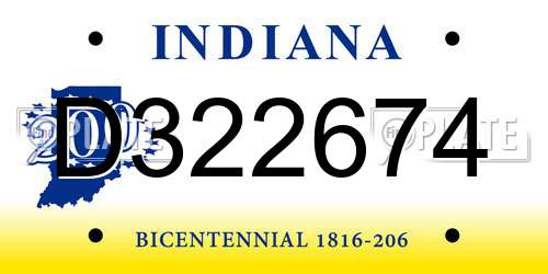 D322674 Indiana License Plate