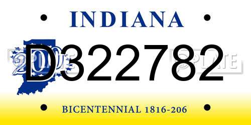 D322782 Indiana License Plate
