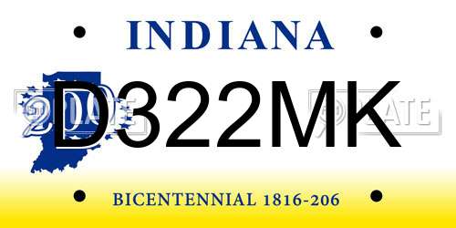 D322MK Indiana License Plate