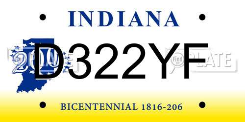 D322YF Indiana License Plate