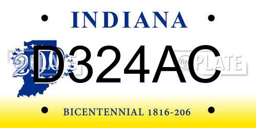 D324AC Indiana License Plate