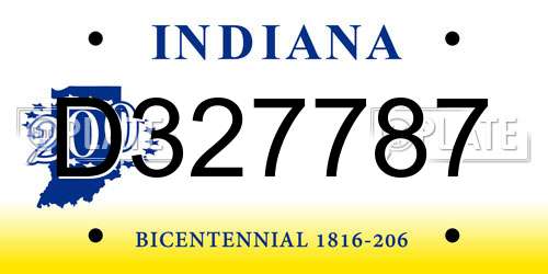 D327787 Indiana License Plate