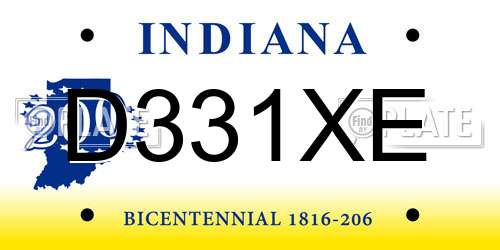 D331XE Indiana License Plate