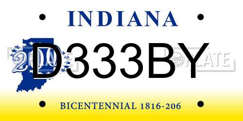 D333BY Indiana License Plate