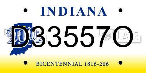 D33557O Indiana License Plate