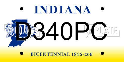 D340PC Indiana License Plate