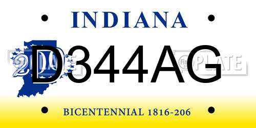 D344AG Indiana License Plate