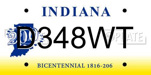 D348WT Indiana License Plate