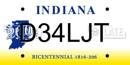 D34LJT Indiana License Plate