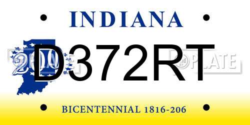 D372RT Indiana License Plate