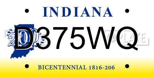D375WQ Indiana License Plate