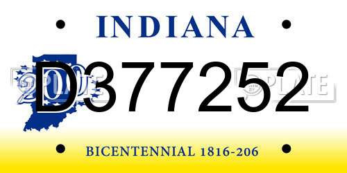 D377252 Indiana License Plate