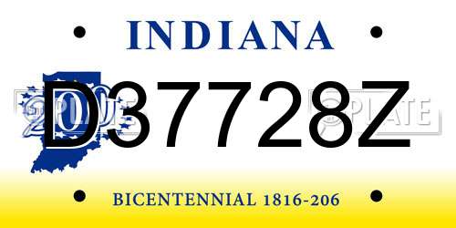 D37728Z Indiana License Plate