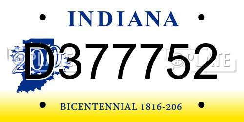 D377752 Indiana License Plate