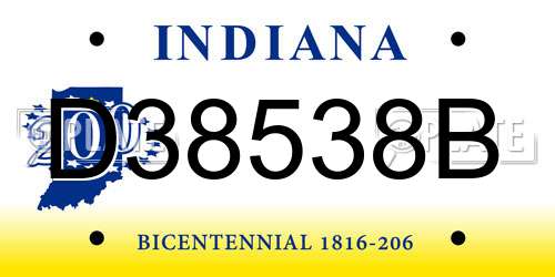 D38538B Indiana License Plate