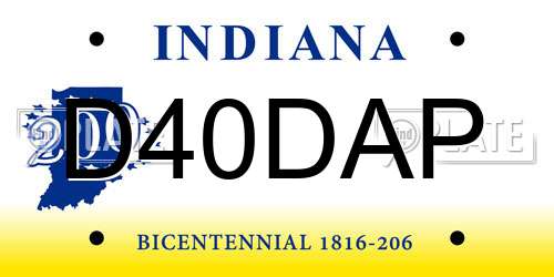 D40DAP Indiana License Plate