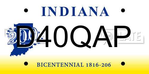 D40QAP Indiana License Plate