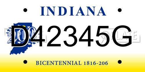 D42345G Indiana License Plate