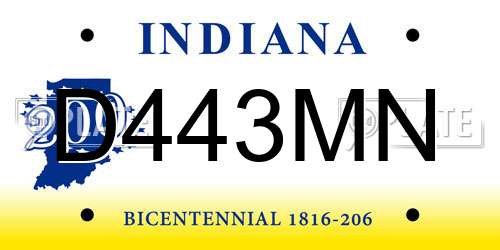 D443MN Indiana License Plate