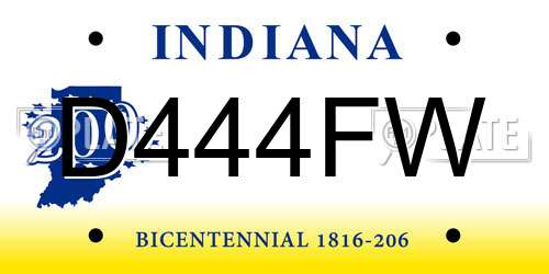 D444FW Indiana License Plate