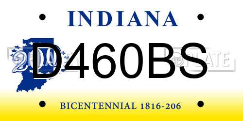 D460BS Indiana License Plate
