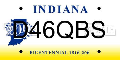 D46QBS Indiana License Plate