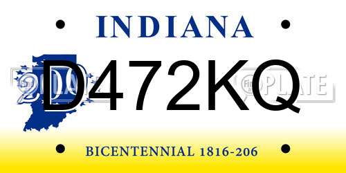 D472KQ Indiana License Plate