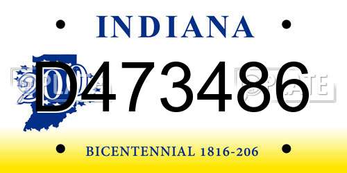 D473486 Indiana License Plate