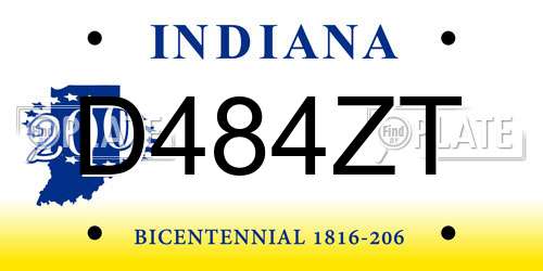 D484ZT Indiana License Plate