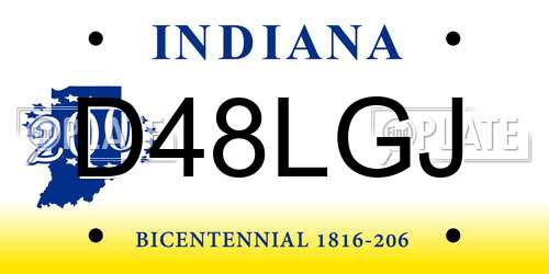 D48LGJ Indiana License Plate