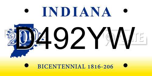 D492YW Indiana License Plate