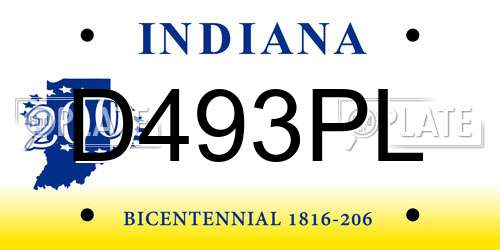 D493PL Indiana License Plate