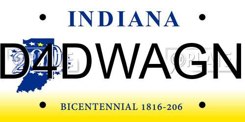 D4DWAGN Indiana License Plate