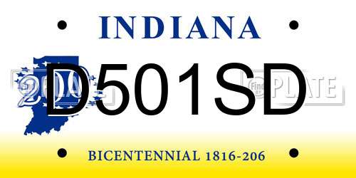 D501SD Indiana License Plate