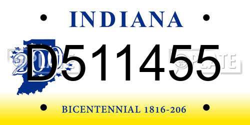 D511455 Indiana License Plate