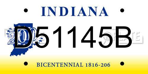 D51145B Indiana License Plate