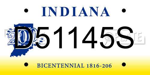 D51145S Indiana License Plate