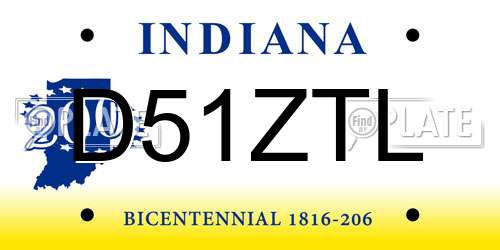 D51ZTL Indiana License Plate