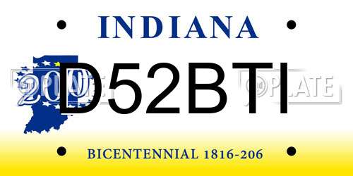 D52BTI Indiana License Plate