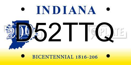 D52TTQ Indiana License Plate