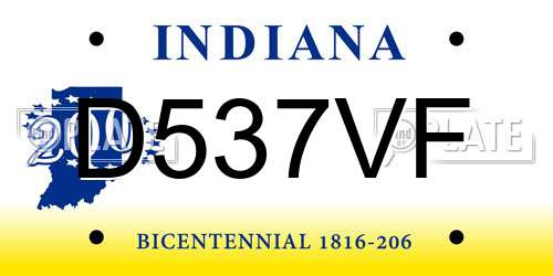 D537VF Indiana License Plate