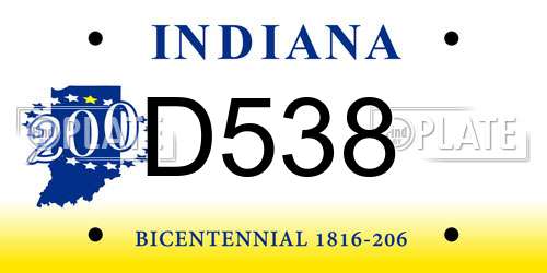 D538 Indiana License Plate
