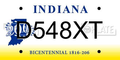 D548XT Indiana License Plate