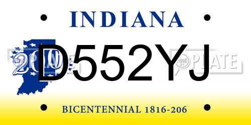 D552YJ Indiana License Plate
