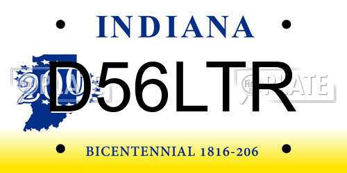 D56LTR Indiana License Plate