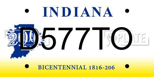 D577TO Indiana License Plate