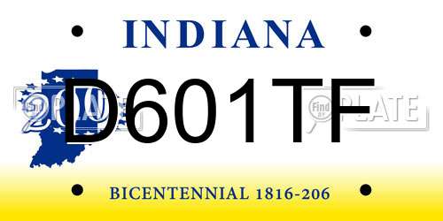 D601TF Indiana License Plate