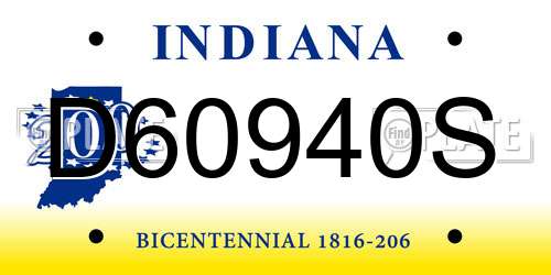 D60940S Indiana License Plate
