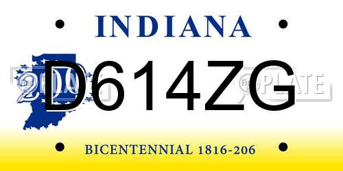 D614ZG Indiana License Plate